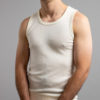 Front view of white Thermo Fleece – Men’s Merino singlet – 100% Merino Wool