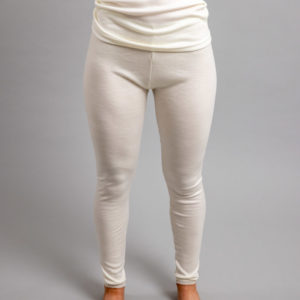 Front view of white Thermo Fleece – Ladies Long John - 100% Merino Wool