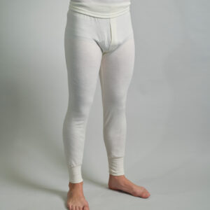 front view of a male wearing white Thermo Fleece men's long johns