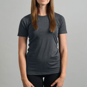 Merino Skins Lite ladies charcoal grey short sleeve t shirt – front view