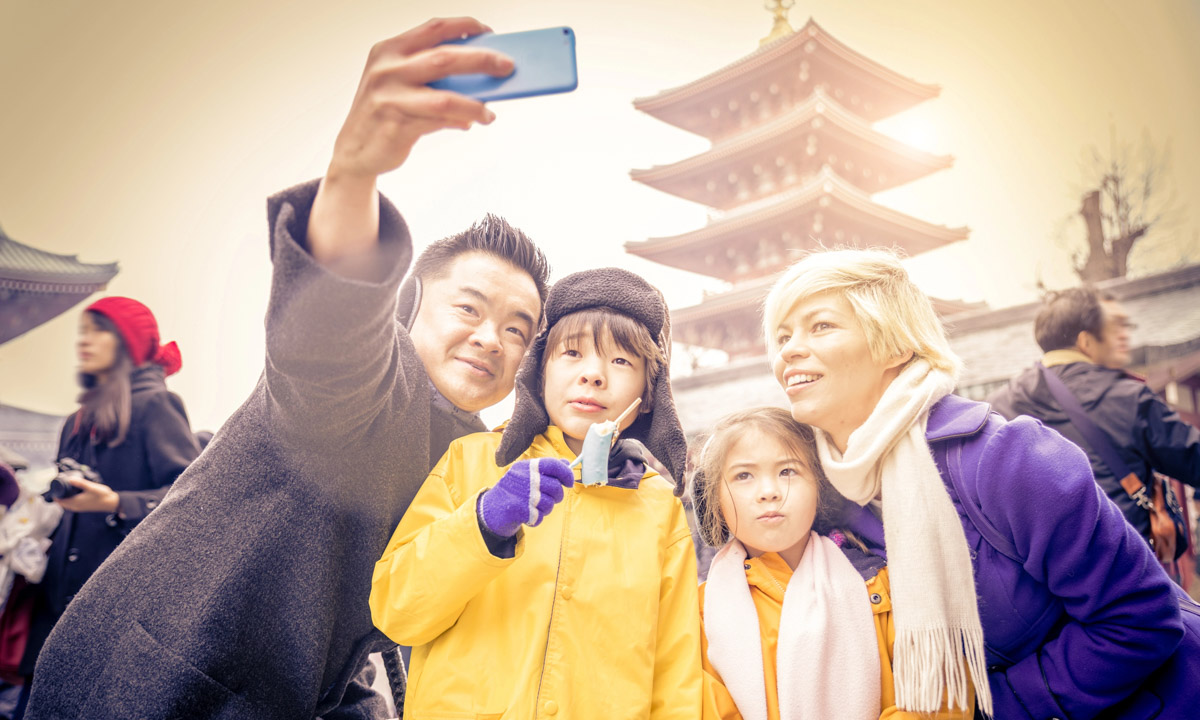 family holidaying in Japan