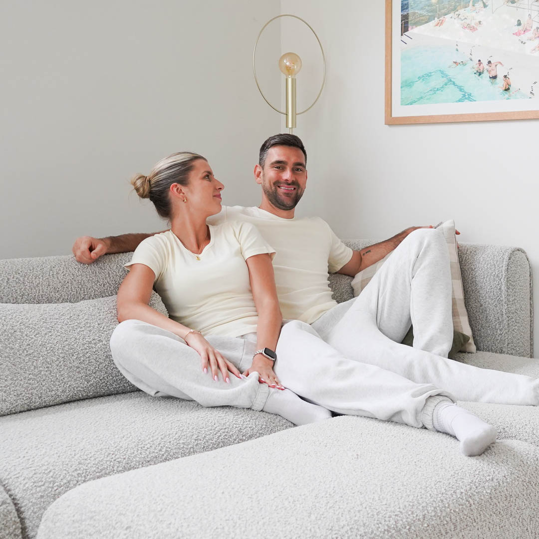 Couple wearing Thermo Fleece Sensitive Merino t shirts