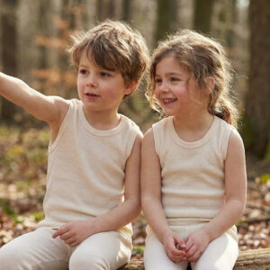 two kids wearing Ktena unisex sleeveless thermal tops